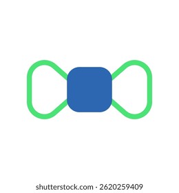 Minimalist geometric design featuring abstract shapes in vibrant green and blue hues