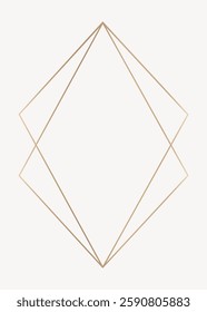 Minimalist geometric design with intersecting gold lines forming a diamond shape on a white background. Simple, elegant, and modern geometric art. Frame vector with copy space.