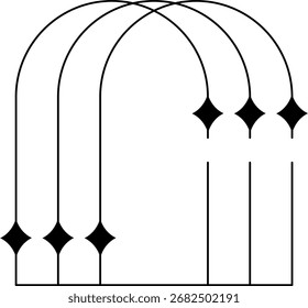 Diseño geométrico minimalista de arcos paralelos con extremos de diamante.
