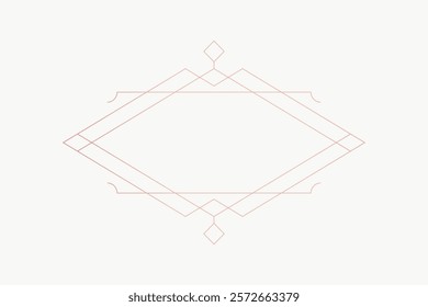 Minimalist geometric design with thin lines forming a diamond shape. Elegant and simple, this geometric pattern features delicate lines and symmetry. Minimal frame on white background, vector.