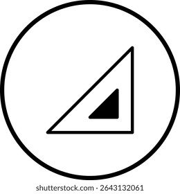 Minimalist geometric design: triangle in a circle with solid triangle cut-out symbol