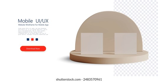 El soporte de exhibición geométrica minimalista cuenta con un diseño limpio y moderno, perfecto para mejorar las presentaciones de productos, exposiciones o exhibiciones al por menor. Ilustración vectorial