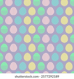 Minimalist geometric Easter eggs seamless pattern. Spring holiday repeat pattern design, vector illustration.
