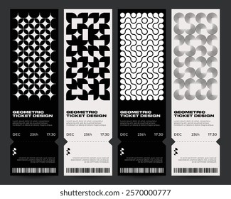 Minimalist geometric Event Tickets design set. 