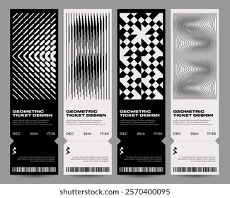 Minimalist geometric Event Tickets design set.