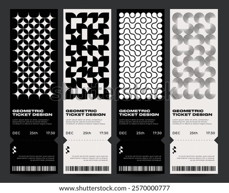 Minimalist geometric Event Tickets design set. 
