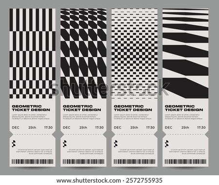 Minimalist geometric Event Tickets design set.