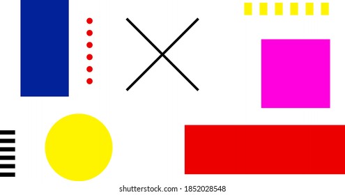 Minimalist geometric figures isolated on white background. Colorful abstract simple geometric shapes, regular basic figures design vector illustration 