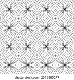 Minimalist geometric floral design seamless vector pattern