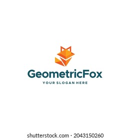 minimalist Geometric Fox square animal logo design