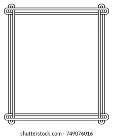 Minimalist geometric frame made of three stripes connected with each other at end of each corner vector illustration isolated on white