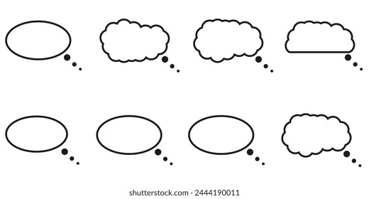 Minimalist Geometric Frame set. Blank outline black and white Textbox Shape collection. Speech Bubbles design. Vector illustration can used web and social media design. EPS 10	