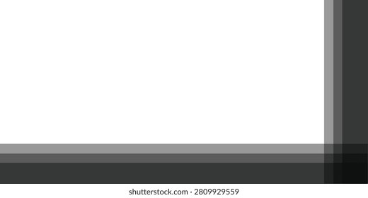 Minimalist geometric guide showing 19:8 aspect ratio. Large blank white area for design content, bordered by layered gray and black gradient lines indicating frame edges and safe zone. Isolated on white background, suitable as a reference template for resizing illustrations, graphics, and digital artwork to 19:8 proportion.