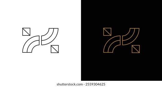 Minimalist Geometric H Logo Design with Contrasting Black and White Background