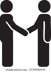 Minimalist Geometric Icon of Two People Shaking Hands Silhouettes isolated on white background