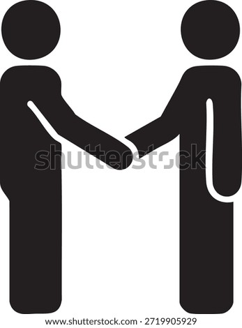 Minimalist Geometric Icon of Two People Shaking Hands Silhouettes isolated on white background
