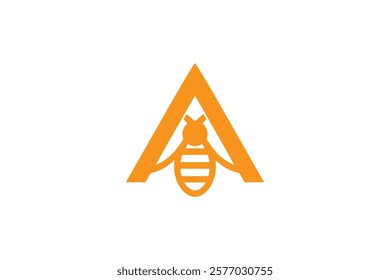 Minimalist Geometric Iconic Letter A Bee Logo Design Template