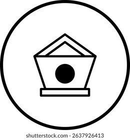 Minimalist geometric lantern icon within a circle for design applications, symbols