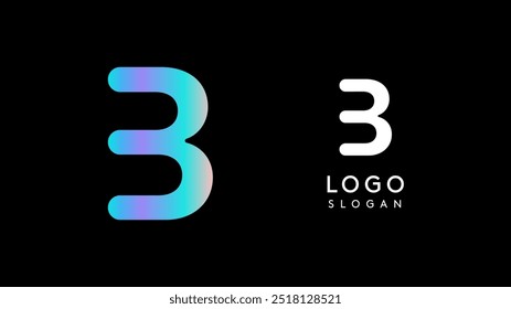 Minimalist geometric letter B, bold rounded icon style, futuristic cyber logotype for digital tech branding, EDM event, modern science and sci-fi technology identity. Vector illustration