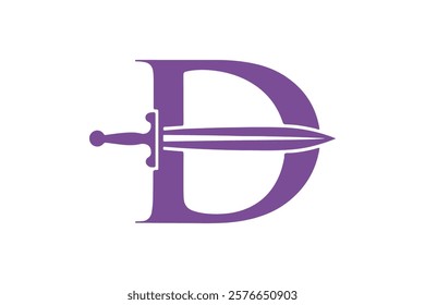 Minimalist Geometric Letter D Sword Logo Design Template