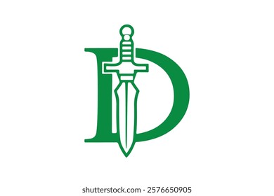 Minimalist Geometric Letter D Sword Logo Design Template