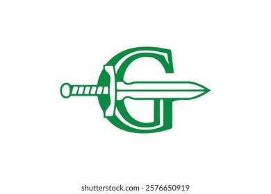 Minimalist Geometric Letter G Sword Logo Design Template