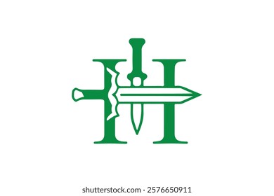 Minimalist Geometric Letter H Sword Logo Design Template