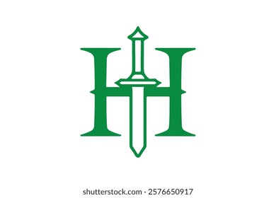 Minimalist Geometric Letter H Sword Logo Design Template