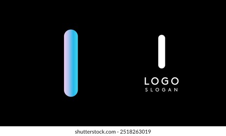 Minimalist geometric letter I, bold rounded icon style, futuristic cyber logotype for digital tech branding, EDM event, modern science and sci-fi technology identity. Vector illustration