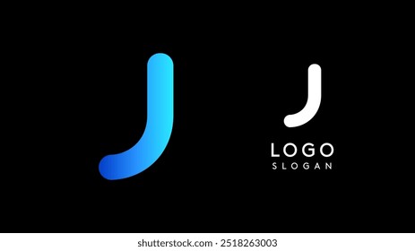 Minimalist geometric letter J, bold rounded icon style, futuristic cyber logotype for digital tech branding, EDM event, modern science and sci-fi technology identity. Vector illustration