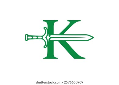 Minimalist Geometric Letter K Sword Logo Design Template