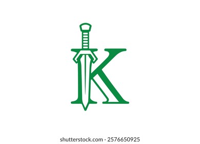 Minimalist Geometric Letter K Sword Logo Design Template