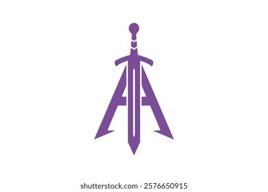 Minimalist Geometric Letter A Sword Logo Design Template