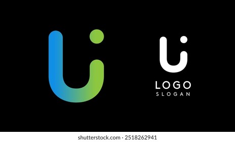 Minimalist geometric letter U, bold rounded icon style, futuristic cyber logotype for digital tech branding, EDM event, modern science and sci-fi technology identity. Vector illustration