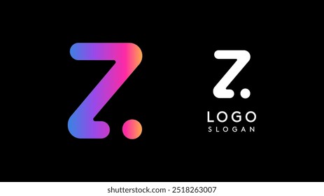 Minimalist geometric letter Z, bold rounded icon style, futuristic cyber logotype for digital tech branding, EDM event, modern science and sci-fi technology identity. Vector illustration