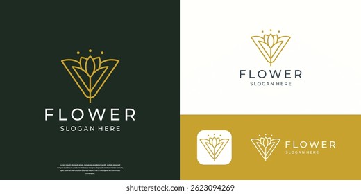 minimalist geometric line logo flower design inspiration.