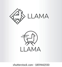 minimalist and geometric llama logos line art