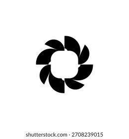 Logotipo geométrico minimalista abstrato abertura em preto e branco ou ícone do obturador design elemento vetor logotipo modelo