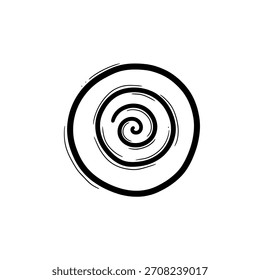 Logotipo geométrico minimalista abstracto en blanco y negro dibujado a mano símbolo espiral Vector logo Plantilla