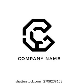Logotipo geométrico minimalista abstracto negro letra c diseño de logotipo con forma geométrica Vector logo Plantilla