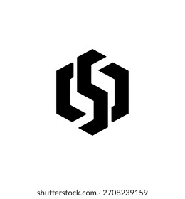 Logotipo geométrico minimalista monograma abstracto de la letra negra s dentro de una forma del hexágono, Plantilla geométrica moderna del logotipo del Vector del diseño del logotipo