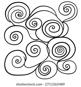 Logotipo geométrico minimalista dibujo abstracto de línea en blanco y negro con una colección de Formas en espiral giratorias Plantilla de logotipo de Vector
