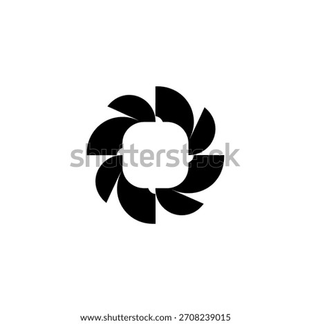 Minimalist geometric logo abstract black and white aperture or shutter icon design element vector logo template