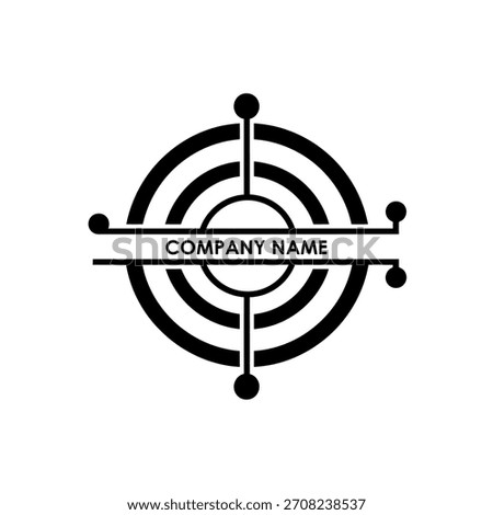 Minimalist geometric logo abstract circular logo design with concentric rings and horizontal banner for company name vector logo template