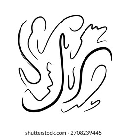 Minimalist geometric logo abstract continuous line art drawing of human figures and faces in a minimalist style vector logo template