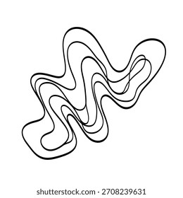 Minimalist geometric logo abstract continuous line art drawing of a wavy organic shape in black outline vector logo template