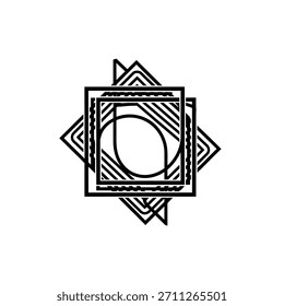 Minimalist geometric logo abstract geometric logo design featuring overlapping squares, lines, and an oval shape, vector logo template