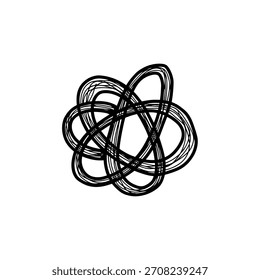 Logotipo geométrico minimalista abstrato desenhado à mão linha contínua nó ou emaranhado símbolo vetor logotipo modelo