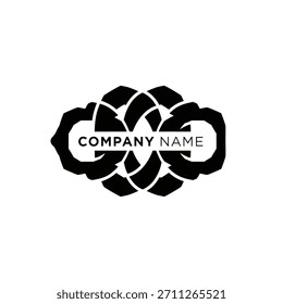 Logotipo geométrico minimalista diseño de logotipo ornamental abstracto negro con nombre de empresa marcador de posición logotipo de Vector Plantilla
