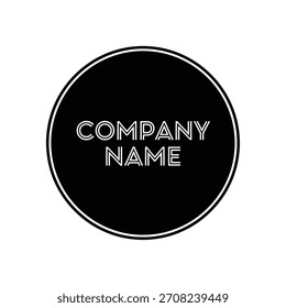 Modelo de logotipo de círculo preto geométrico minimalista com contorno branco e espaço reservado para texto para o modelo de logotipo de vetor de nome de empresa